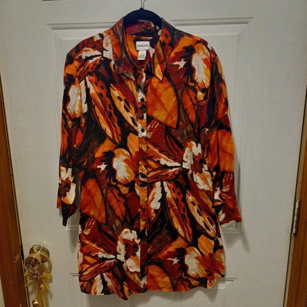 Chico's Button down Tunic Shirt